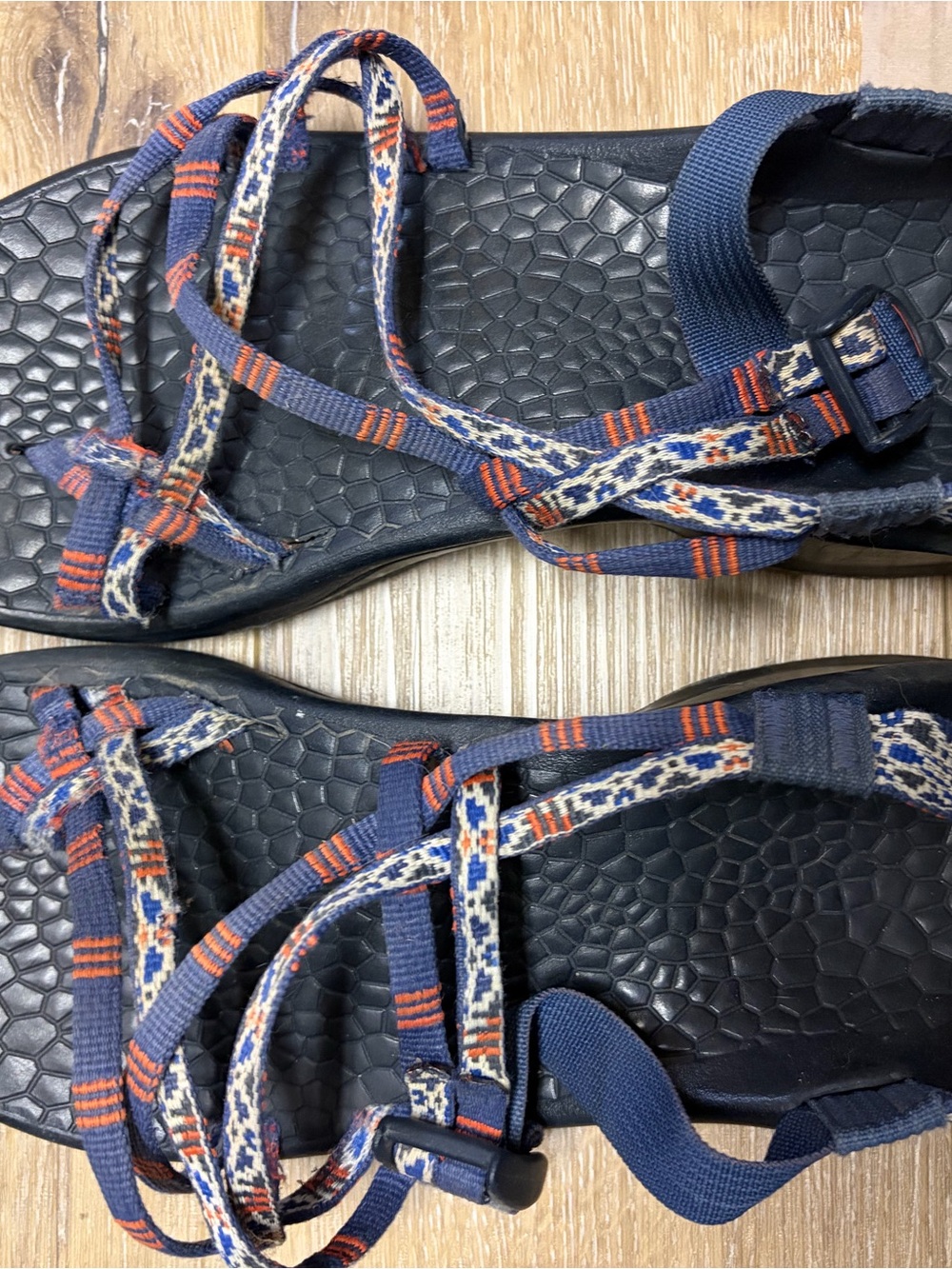 Chaco Navy and Orange Woven Strap Women's Sandals